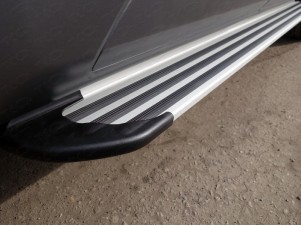 Пороги алюминиевые Slim Line Silver для Chevrolet Captiva № CHEVCAP12-16S